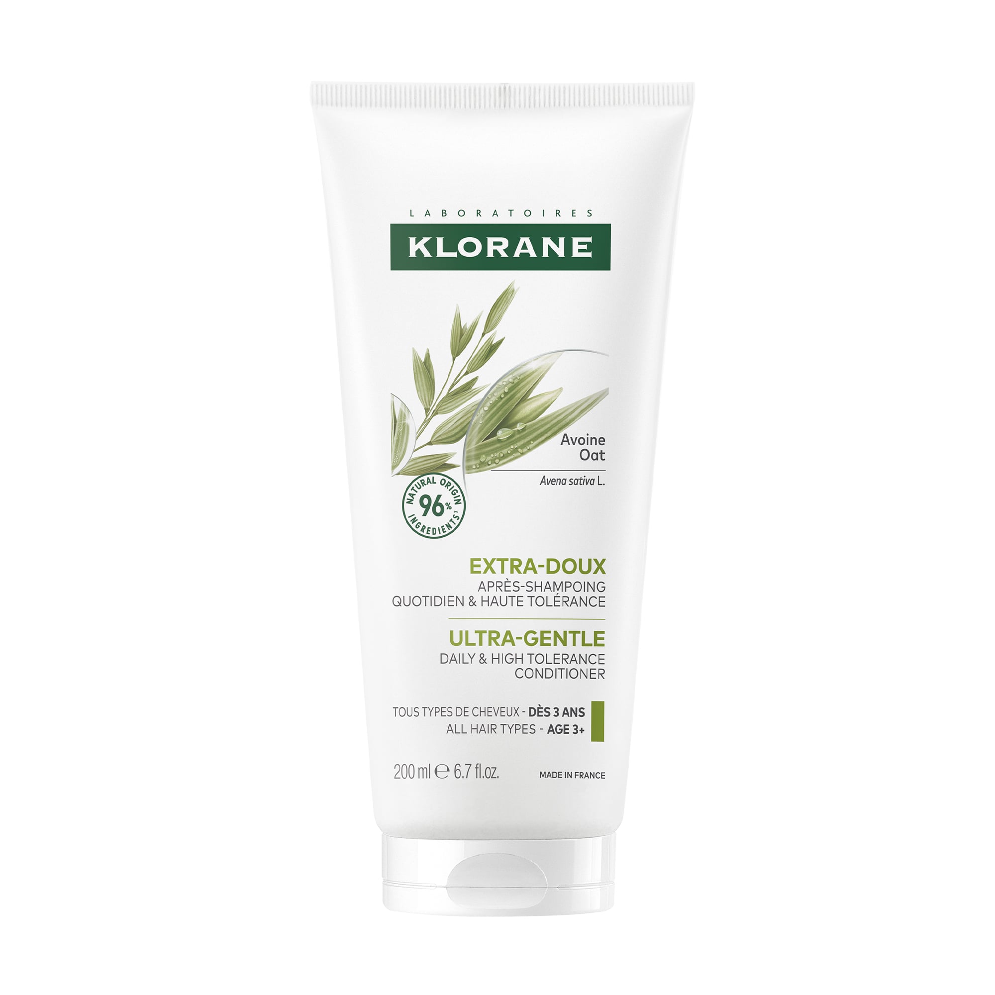 Бальзам-ополіскувач для волосся Klorane Ultra-Gentle Conditioner with Oat Milk із вівсяним молочком, 200 мл