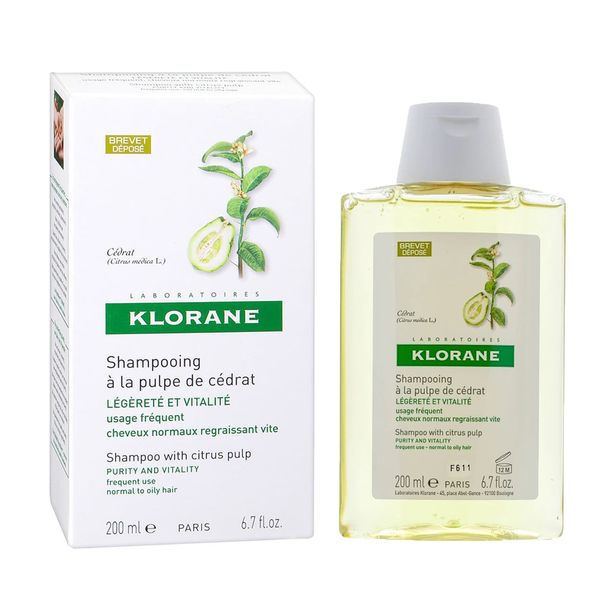 Шампунь для волосся Klorane Shampoo With Citrus Pulp для нормального і жирного волосся, 200 мл