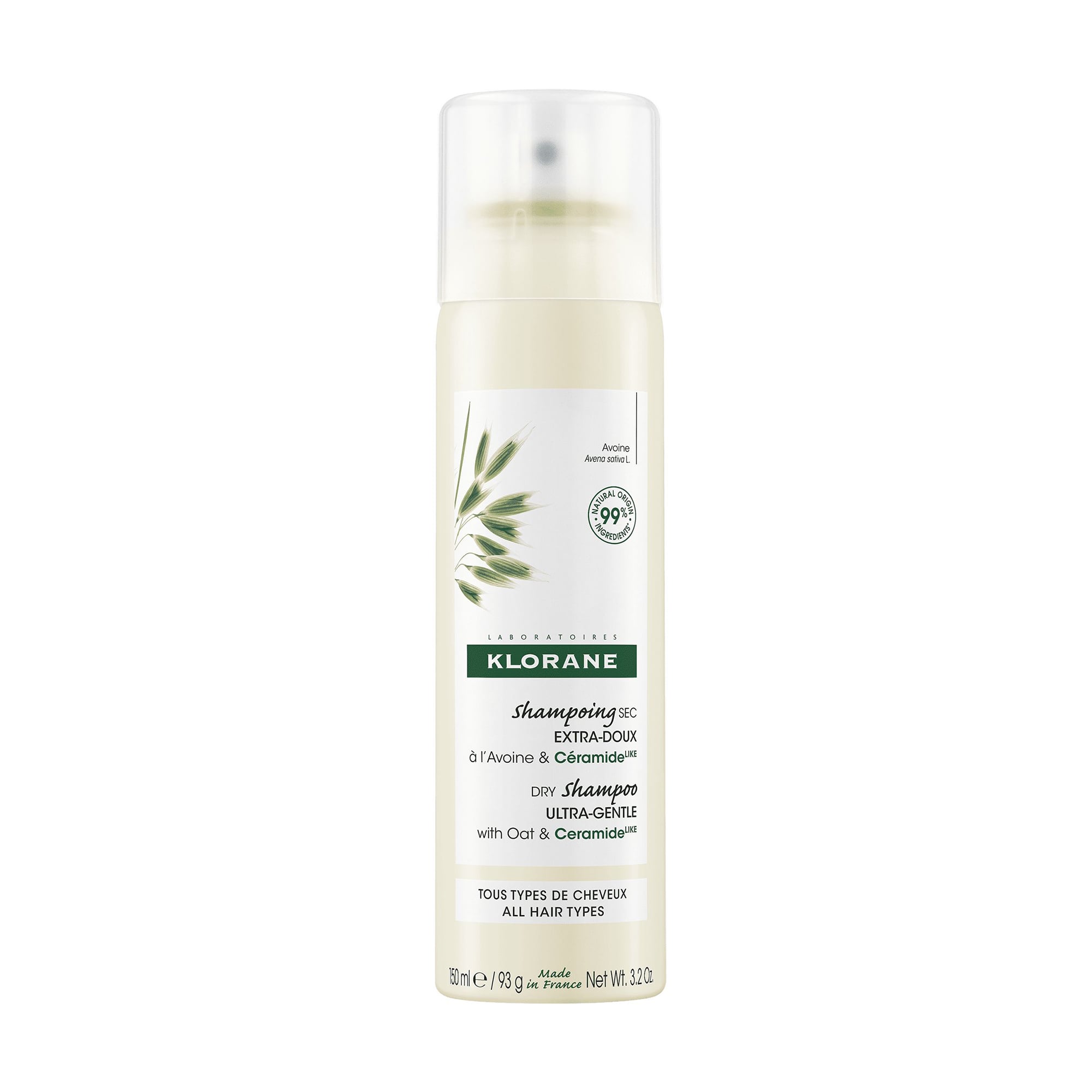 Сухий шампунь Klorane Avoine Dry Shampoo With Oat Milk з молочком вівса, 150 мл